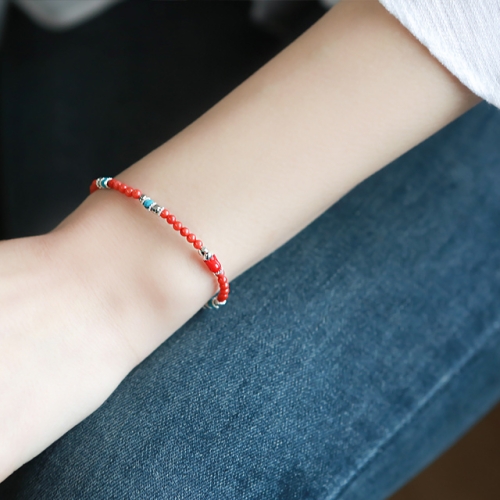 제이로렌  0B0692 3월탄생석 산호 터키석 실버팔찌