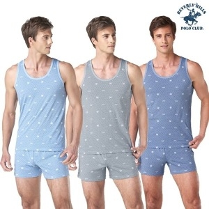비버리힐즈폴로클럽 폴로클럽 순면 패턴 남성 런닝3매 트렁크3매 총6매세트