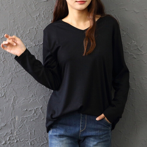 아이우먼 빅사이즈사랑해요 w076L008 심플 루즈 브이 티 WW 사이즈에서 자유로운 그녀~