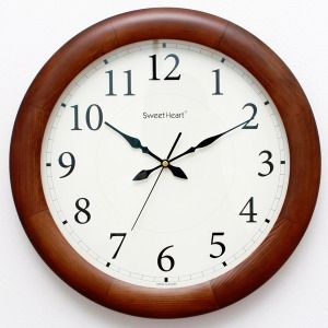 스위트하트  무소음원형원목벽시계400(월넛)