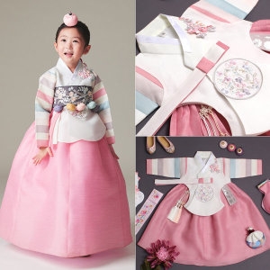 고급 여아한복 유아한복 돌복 은설 색동 아이당의