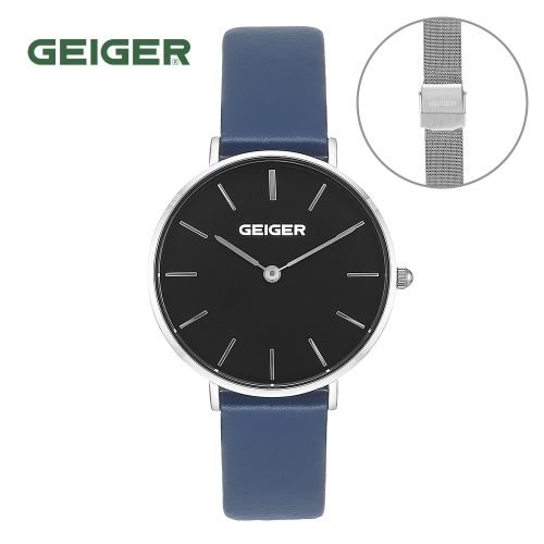 가이거 여자 체인져블 고등학생 아날로그 손목 가죽 시계 GE8033WBNV 메쉬밴드 추가