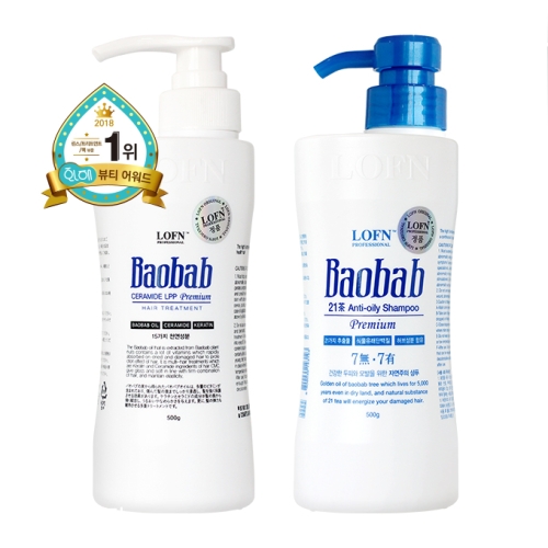 로픈 바오밥 수분언덕 퍼퓸 샴푸 500ml+트리트먼트 500ml 2종세트