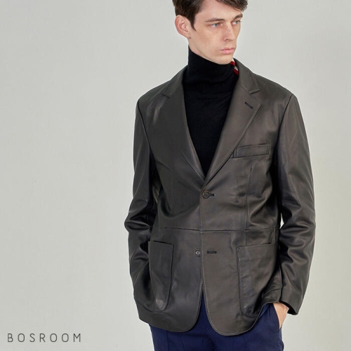 보스룸 고급스러운 남성 양가죽 블랙 포켓마의 자켓