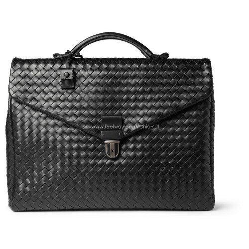 보테가베네타 블랙 가죽 우븐 서류가방 토드 숄더