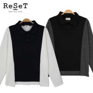 리셋 MD 배색 블록 카라티셔츠 MD028