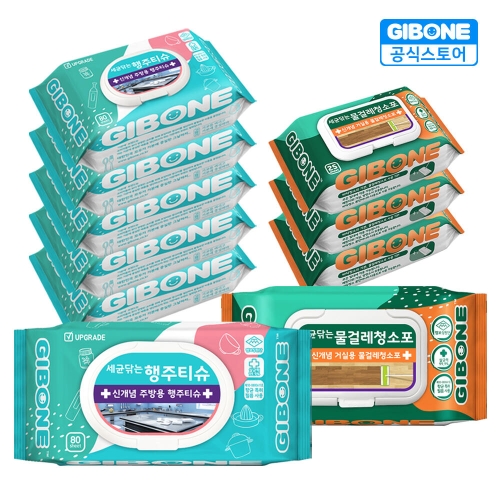 기본에 플러스케어 행주티슈 60매 6팩 + 물걸레청소포 특대형 25매 4팩