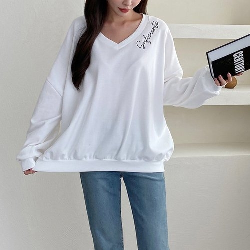 아이우먼 빅사이즈 베이직무지브이맨투맨 DILB185