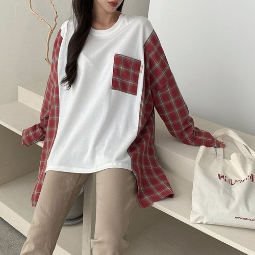 아이우먼 빅사이즈 스타일리쉬롱티셔츠 DILB186