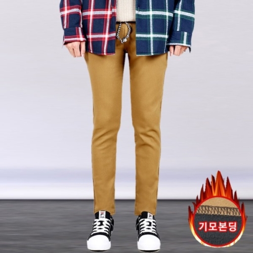 프랭키뉴욕 남자 겨울 기모 본딩 스판 일자 밴딩 면바지 빅사이즈 검정 베이지 카키 차콜 네이비_IDPA02 3  IDPA02 3