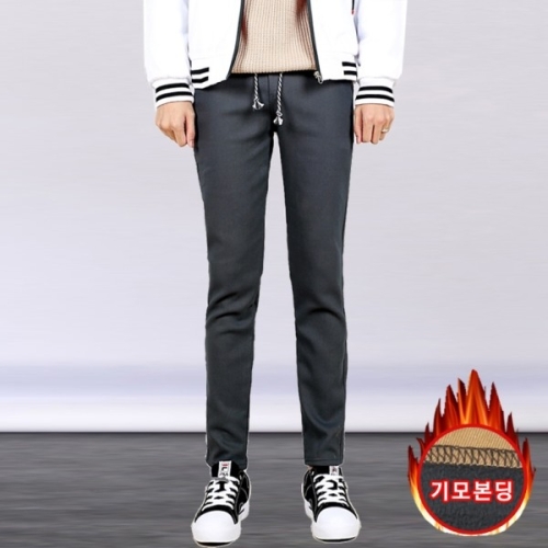 프랭키뉴욕 남자 겨울 기모 본딩 스판 일자 밴딩 면바지 빅사이즈 검정 베이지 카키 차콜 네이비_IDPA02 4