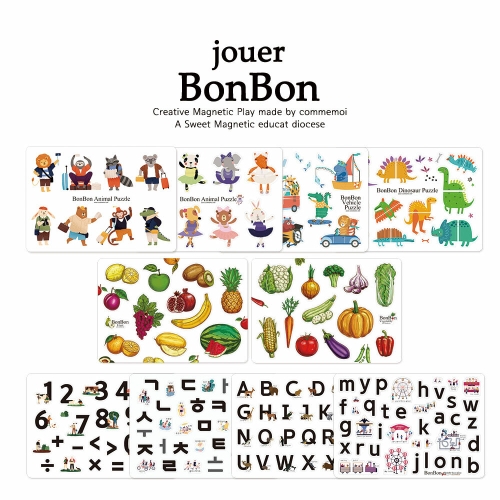 꼬메모이   꼬메모이 쥬에 봉봉 2종세트  자석 교구 퍼즐 칠판 유아 놀이