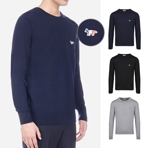 메종키츠네 니트 트리컬러 폭스 패치