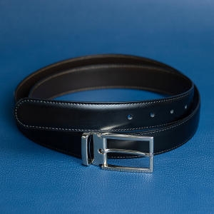 스타메라 남성 천연소가죽 솔리드 블랙 가죽 띠_STCOFG-004