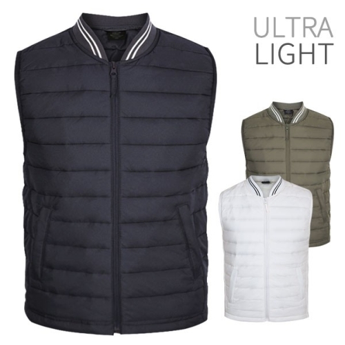 디바옴므 라인 시보리 카라 경량패딩 조끼