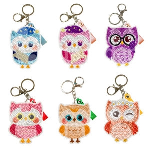 아크릴 보석십자수 잠자는 부엉이 열쇠고리 만들기