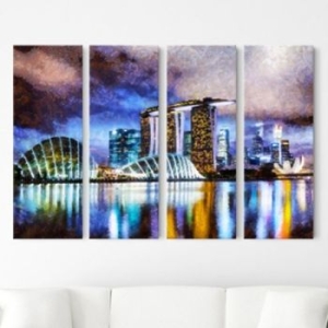 꾸밈  cw616-싱가폴의야경_그림_대형노프레임세트