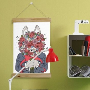 꾸밈  ca387-우드스크롤_40CmX60Cm-꽃을든여우