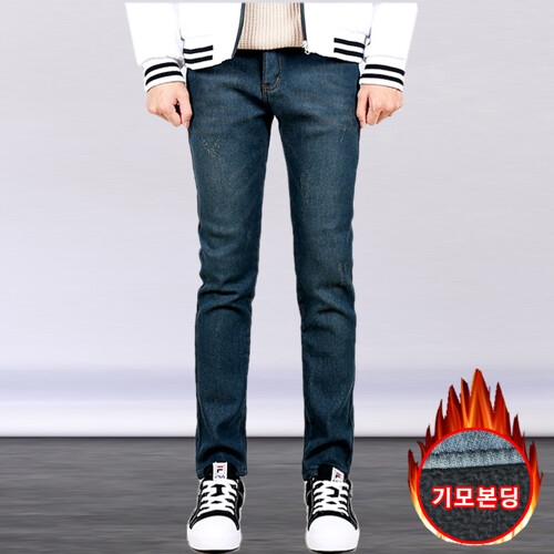 프랭키뉴욕 남자 겨울 기모 본딩 스판 일자 청바지 40까지 빅사이즈 연청 중청 검정 진청 IDPA01