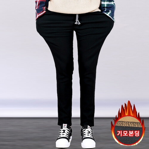 프랭키뉴욕 남자 겨울 기모 본딩 스판 일자 밴딩 면바지 빅사이즈 검정 베이지 카키 차콜 네이비_IDPA02 1  IDPA02 1