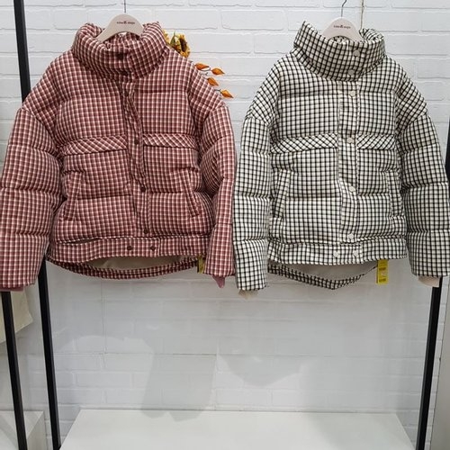 나인스텝 숏체크패딩 N20NJ0436