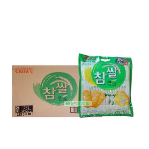 크라운제과  참쌀선과-사무실 학교간식 쌀과자 253g 2입x44봉 x10개