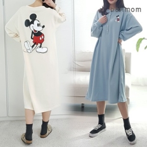 보리맘 버튼 미키 수유복 수유 원피스 임부복 ID144