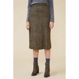 크링클 스웨이드 H라인 스커트 카키  6026304