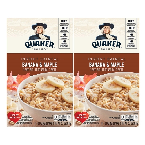퀘이커 오트밀 시리얼 바나나 메이플 8봉 2박스