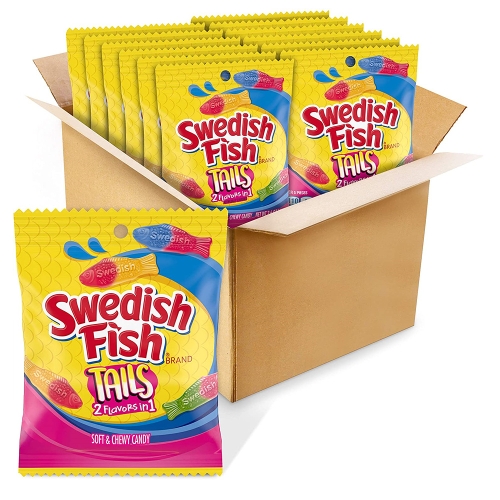 Swedish Fish Tails Candy, 3.6 Ounce Bags  Pack Of 12