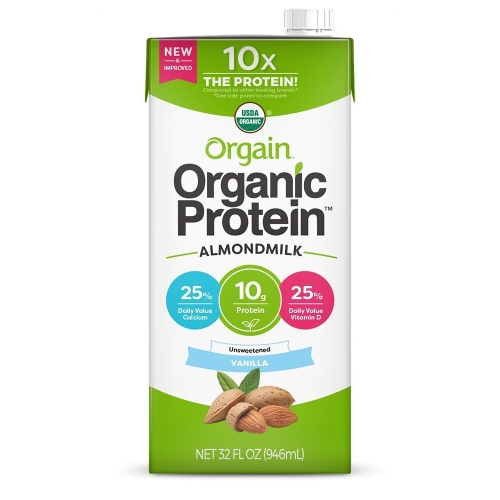 올게인 오가닉 프로틴 아몬드 밀크 무가당 946ml 6개입 바닐라 Orgain Organic Plant Based Prot..