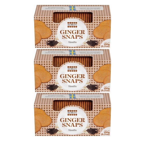 Nyakers 스웨디쉬 진저 스냅스 150g 3팩 바닐라 Nyakers Swedish Ginger Snaps, Vanill..