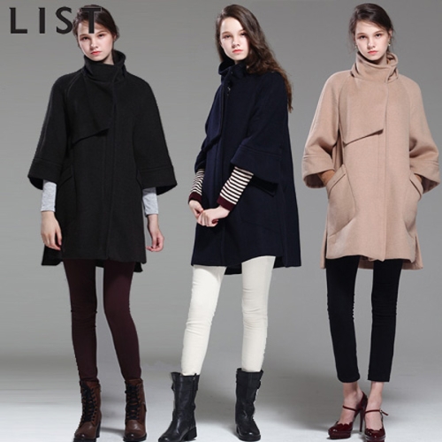 리스트 도로시 케이프 와이드 하이넥 울코트