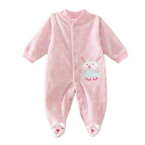 하얀눈 토끼 핑크 발싸개 유아 우주복 3-12  310173
