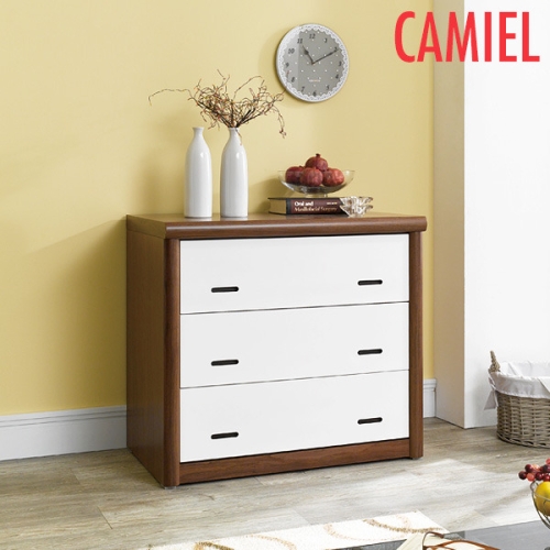 까미엘 디플 천연무늬목 도장 900 3단 서랍장
