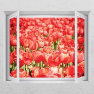 꾸밈  ih341-튤립의 온화한 인사_창문그림액자_뮤럴시트지-꾸