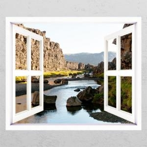 꾸밈  ih304-높은 산의 멋진 계곡_창문그림액자_뮤럴시트지-