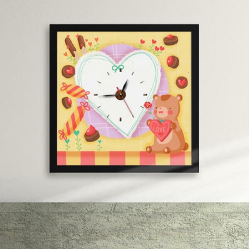 아트박스  꾸밈  cy472-핑크커피숍 액자벽시계_디자인액자시계