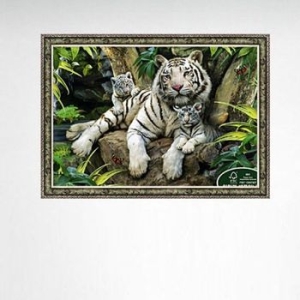 500조각 직소퍼즐 정글의 백호가족 앤틱카키액자세트