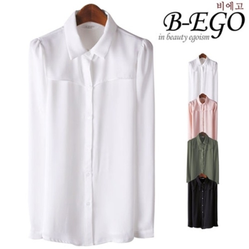 비에고 기본 카라 덮개 블라우스_C387