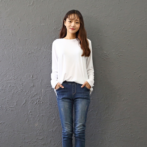 아이우먼 베이직 긴팔 티셔츠 WWw075M101 빅사이즈 사이즈에서 자유로운 그녀~