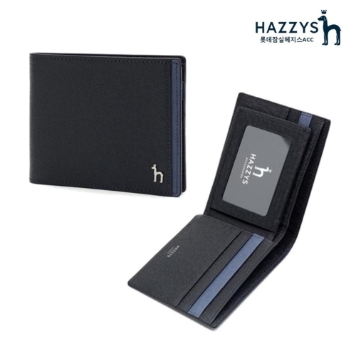 헤지스 남성 DEDGE 사이드 배색 가죽 2단 반지갑_HJWA1E032BK