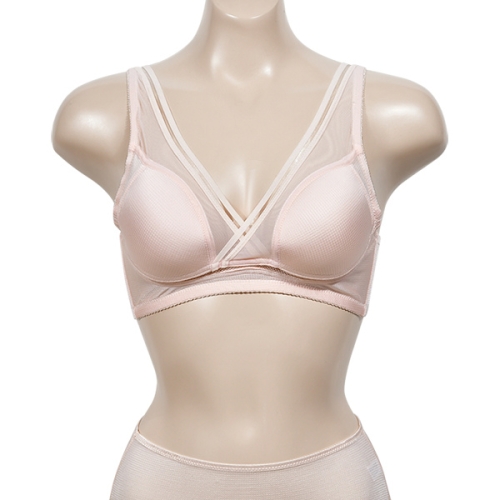 조은 넓은어깨끈 X자 망사 3 4컵 몰드 노와이어 B컵 브라 BR912