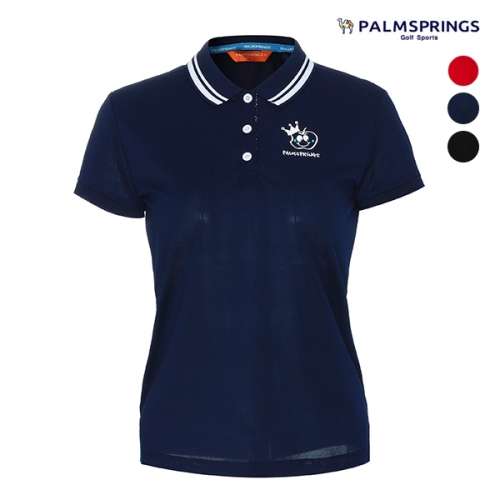 팜스프링 여성 폴라 배색 반팔티셔츠 (STSL182294)