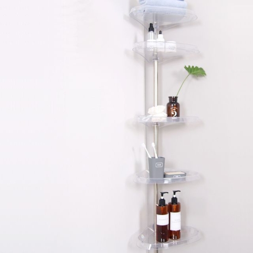 투명 코너 선반 5단 욕실 화장실 수납 다용도 스텐