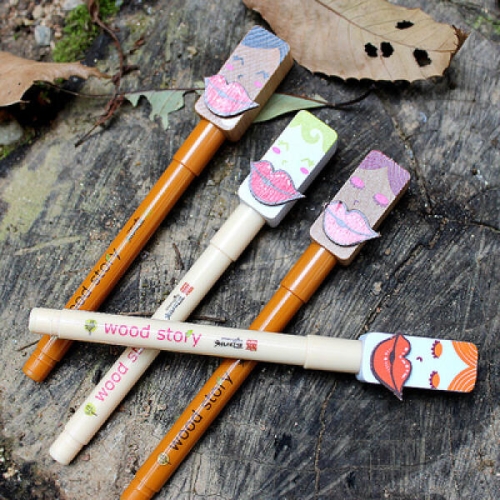 틱톡  입술 나무볼펜-대하