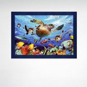 DC  1000조각 직소퍼즐 바다거북의 여행 우드블루액자세트