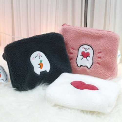 아트박스 갓샵 익명이 캐릭터 파우치 뽀글이 ver 3종 다용도 납작 화장품파우치