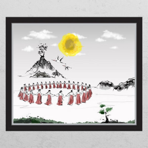 꾸밈  ca609-민속놀이강강술래_창문그림액자