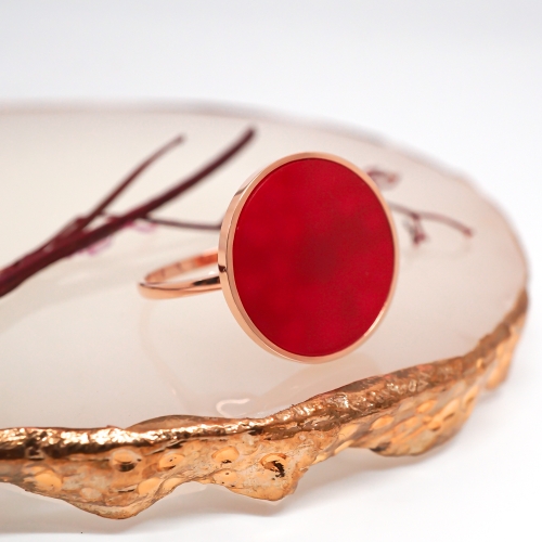 오팔하우스  14K 서클 16mm 산호 반지 OPDJR4237